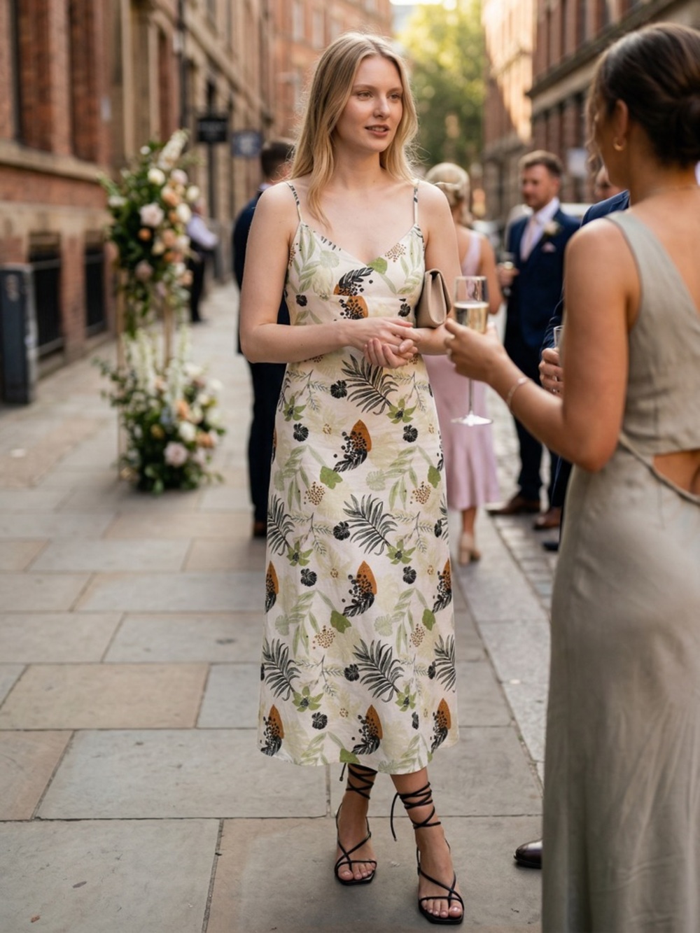 NWT Charlie Holiday Marina Midi Sun Dress Women's Size 6 Linen Cotton Blend